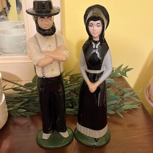 Vintage Amish Couple Porcelain Ceramic Statues‎